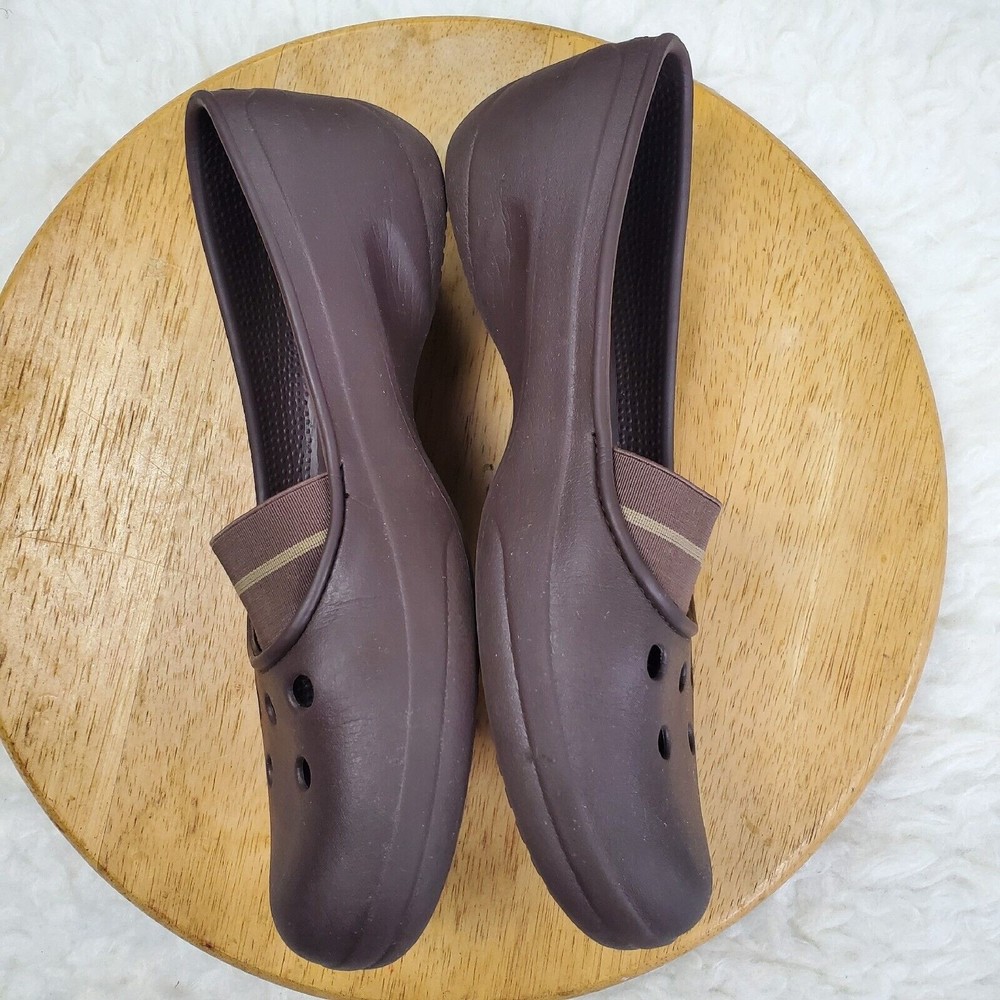Crocs Shoes Womens Size 8 Juneau Stretch Loafers Flats Slip On Brown Closed Toe - Picture 3 of 7